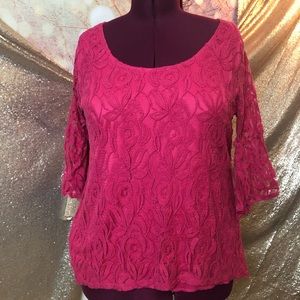 2X beautiful hot pink lace top